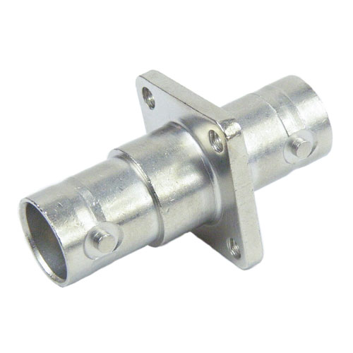 4 Hole Flange BNC Female (Jack) to BNC Female (Jack) Adapter, Nickel Plated Brass Body, 75 Ohm impedance, 1.2 VSWR Fairview Microwave SM3412