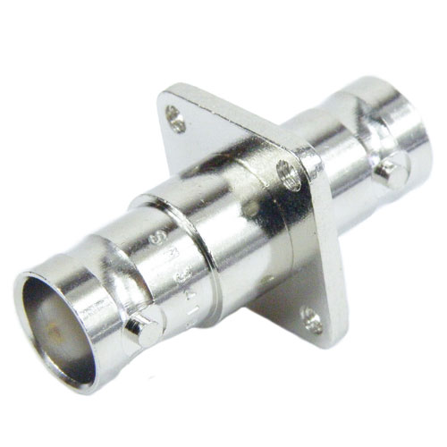 4 Hole Flange BNC Female (Jack) to BNC Female (Jack) Adapter, Nickel Plated Brass Body, 50 Ohm impedance, 1.35 VSWR Fairview Microwave SM3413