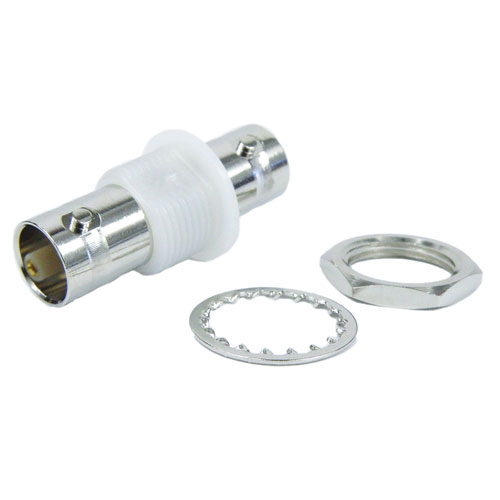 Bulkhead Isolated Ground BNC Female (Jack) to BNC Female (Jack) Adapter, Nickel Plated Brass Body, 1.5 VSWR Fairview Microwave SM3426