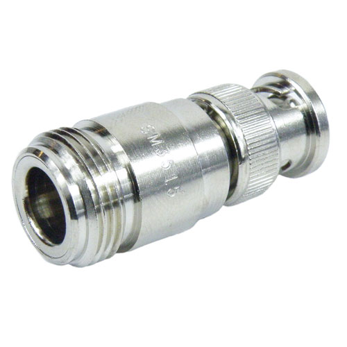 N Female (Jack) to BNC Male (Plug) Adapter, Nickel Plated Brass Body, 1.25 VSWR Fairview Microwave SM3515