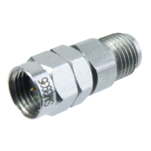 1.85mm Male (Plug) to 1.85mm Female (Jack) Adapter, Passivated Stainless Steel Body, 1.33 VSWR Fairview Microwave SM3935