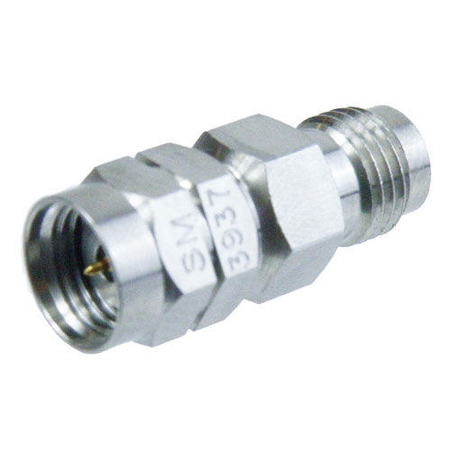 1.85mm Male (Plug) to 1.85mm Female (Jack) Adapter, Passivated Stainless Steel Body, High Temp, 1.3 VSWR Fairview Microwave SM3937