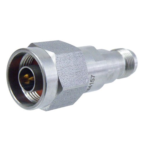 Precision N Male (Plug) to TNC Female (Jack) Adapter, Passivated Stainless Steel Body, 1.15 VSWR Fairview Microwave SM4157