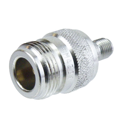 SMA Female (Jack) to N Female (Jack) Adapter, Passivated Stainless Steel Body, High Temp, 1.2 VSWR Fairview Microwave SM4201