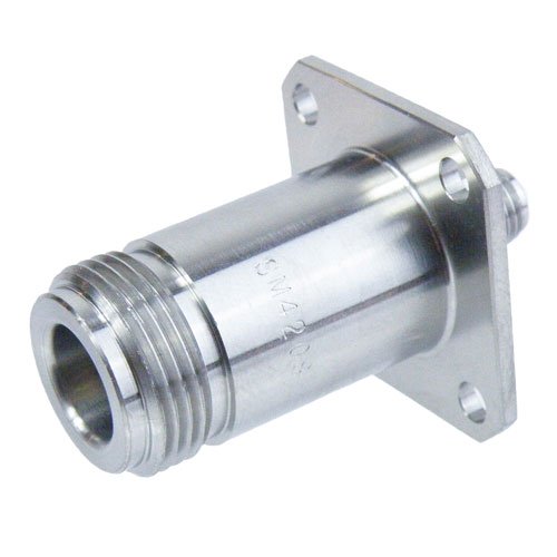 Precision SMA Female (Jack) to N Female (Jack) 4 Hole Flange Adapter, 1.15 VSWR Fairview Microwave SM4208