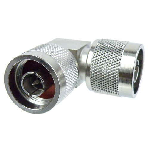 RA N Male (plug) to N Male (plug) Adapter, Nickel Plated Brass Body, 1.2 VSWR Fairview Microwave SM4525