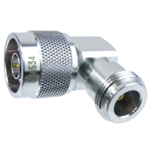 RA N Male (Plug) to N Female (Jack) Adapter, Tri-Metal Plated Brass Body, 1.2 VSWR Fairview Microwave SM4534