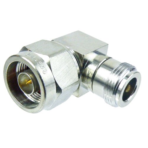 RA N Male (Plug) to N Female (Jack) Adapter, Silver Plated Brass Body, High Temp, 1.47 VSWR Fairview Microwave SM4536