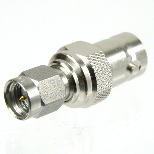 SMA Male (Plug) to BNC Female (Jack) Adapter, Nickel Plated Brass Body, High Temp, 1.2 VSWR Fairview Microwave SM4723