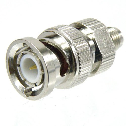 SMA Female (Jack) to BNC Male (Plug) Adapter, Nickel Plated Brass Body, High Temp, 1.3 VSWR Fairview Microwave SM4726