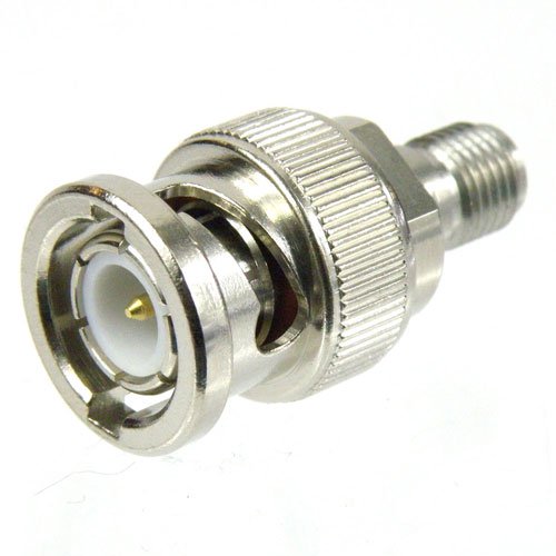 SMA Female (Jack) to BNC Male (Plug) Adapter, Nickel Plated Brass Body, High Temp, 1.2 VSWR Fairview Microwave SM4728