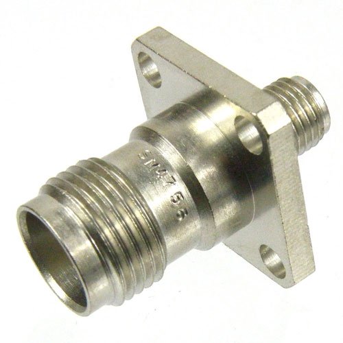 SMA Female (Jack) to TNC Female (Jack) 4 Hole Flange Adapter, Nickel Plated Brass Body, High Temp, 1.35 VSWR Fairview Microwave SM4756