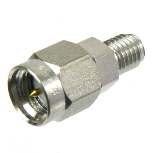 SMA Male (Plug) to SSMA Female (Jack) Adapter, Passivated Stainless Steel, High Temp, 1.45 VSWR Fairview Microwave SM4888