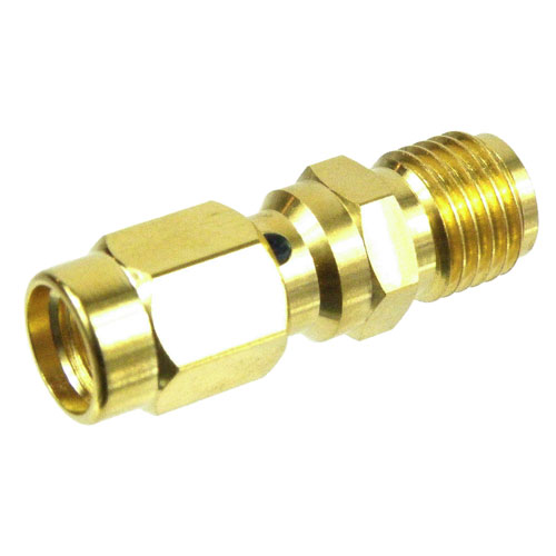 SMA Female (Jack) to SSMA Male (Plug) Adapter, Gold Plated Stainless Steel Body, 1.35 VSWR Fairview Microwave SM4891