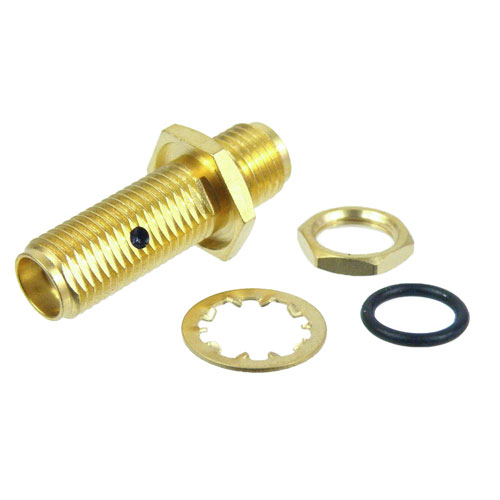 SMA Female (Jack) to SMA Female (Jack) Bulkhead Adapter, Gold Plated Stainless Steel Body, 1.2 VSWR Fairview Microwave SM4914