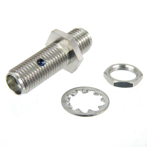 SMA Female (Jack) to SMA Female (Jack) Bulkhead Adapter, Passivated Stainless Steel Body, 1.2 VSWR Fairview Microwave SM4955A