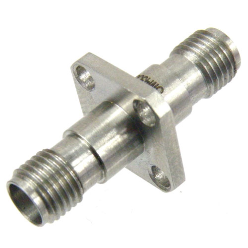 SMA Female (Jack) to SMA Female (Jack) 4 Hole Flange Adapter, Passivated Stainless Steel Body, 1.25 VSWR Fairview Microwave SM4958