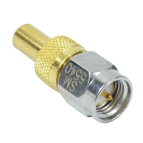 SMA Male (Plug) to 1.0/2.3 Plug (Male) Adapter, Gold Plated Brass Body, 1.15 VSWR Fairview Microwave SM5540