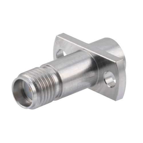 Precision SMA Female (Jack) to SMP Male (Plug) Smooth Bore CM 2 Hole Flange Adapter, Passivated Stainless Steel Body, 1.2 VSWR Fairview Microwave SM8836