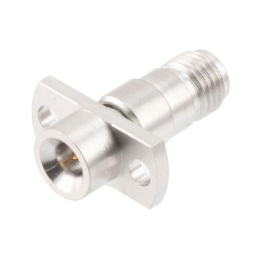 Precision SMA Female (Jack) to SMP Male (Plug) Smooth Bore CM 2 Hole Flange Adapter, Passivated Stainless Steel Body, 1.2 VSWR Fairview Microwave SM8836