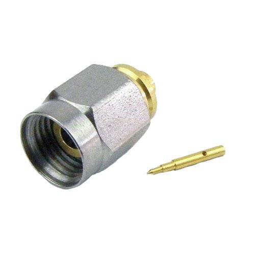 2.4mm Male (Plug) Connector for RG405 Cable, Solder, Passivated Stainless Steel Body, Length 0.53 In Fairview Microwave SMC24-085M