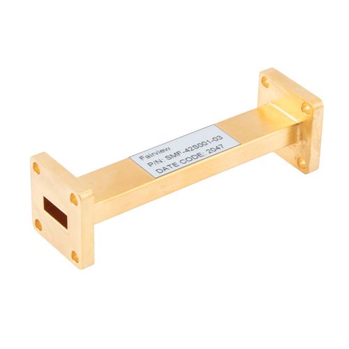 WR-42 Waveguide Section 3 Inch Straight Length With UG-595/U Square Cover Flange from 18 GHz to 26.5 GHz in Instrumentation Grade Fairview Microwave SMF-42S001-03