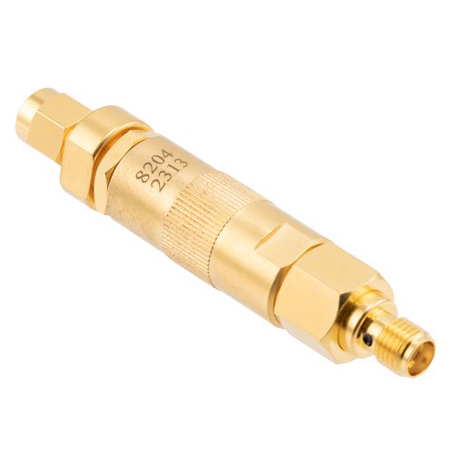 SMA Adjustable Phase Trimmer With an Adjustable Phase of 15 Deg. Per GHz From DC to 10 GHz, Brass Body Fairview Microwave SMP8204