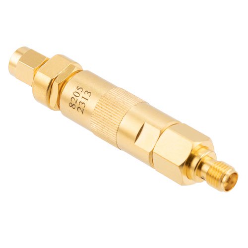 SMA Adjustable Phase Trimmer With an Adjustable Phase of 15 Deg. Per GHz From DC to 18 GHz, Brass Body Fairview Microwave SMP8205