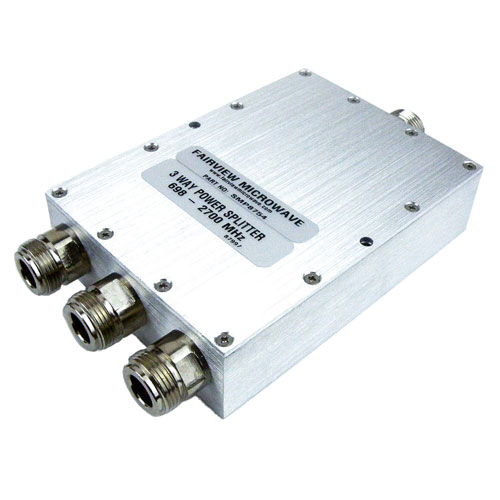 3 Way Power Divider N Connectors From 698 MHz to 2.7 GHz Rated at 5 Watts Fairview Microwave SMP8754