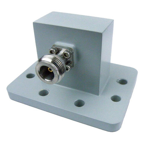 WR-159 to Type N Female Waveguide to Coax Adapter PDR58 Standard with 4.9 GHz to 7.05 GHz in Aluminum Fairview Microwave SMW159ACNG