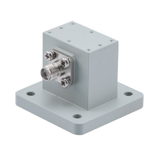 WR-75 to SMA Female Waveguide to Coax Adapter Square Cover Standard with 10 GHz to 15 GHz X-Ku Band in Aluminum Fairview Microwave SMW75ACC