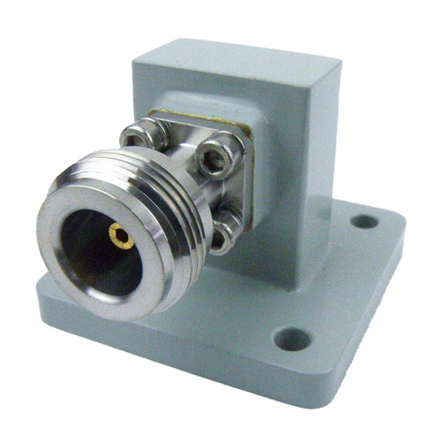 WR-75 to Type N Female Waveguide to Coax Adapter Square Cover Standard with 10 GHz to 15 GHz in Aluminum Fairview Microwave SMW75ACN