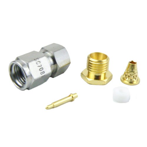 SMA Male (Plug) Threaded Connector For 0.100 inch, RG316, RG174, RG188,  LMR-100, LMR-100A, LMR-100A-FR Cable, Clamp/Solder