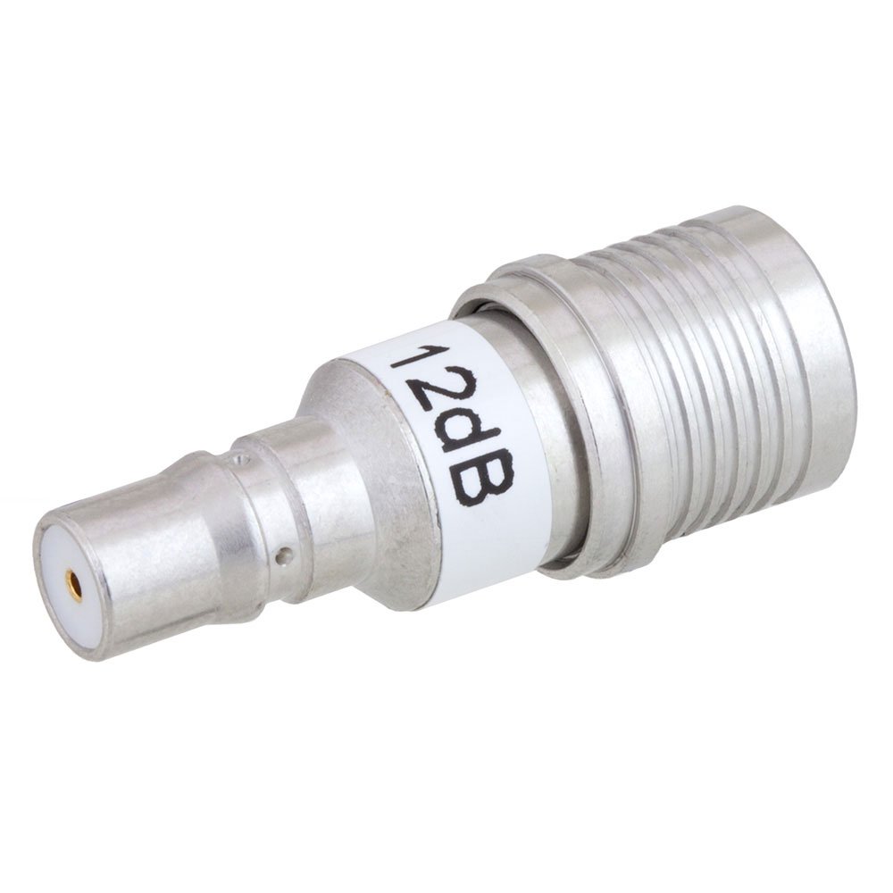 12 dB Fixed Attenuator QMA Male To QMA Female Up To 6 GHz Rated To 1 Watt
