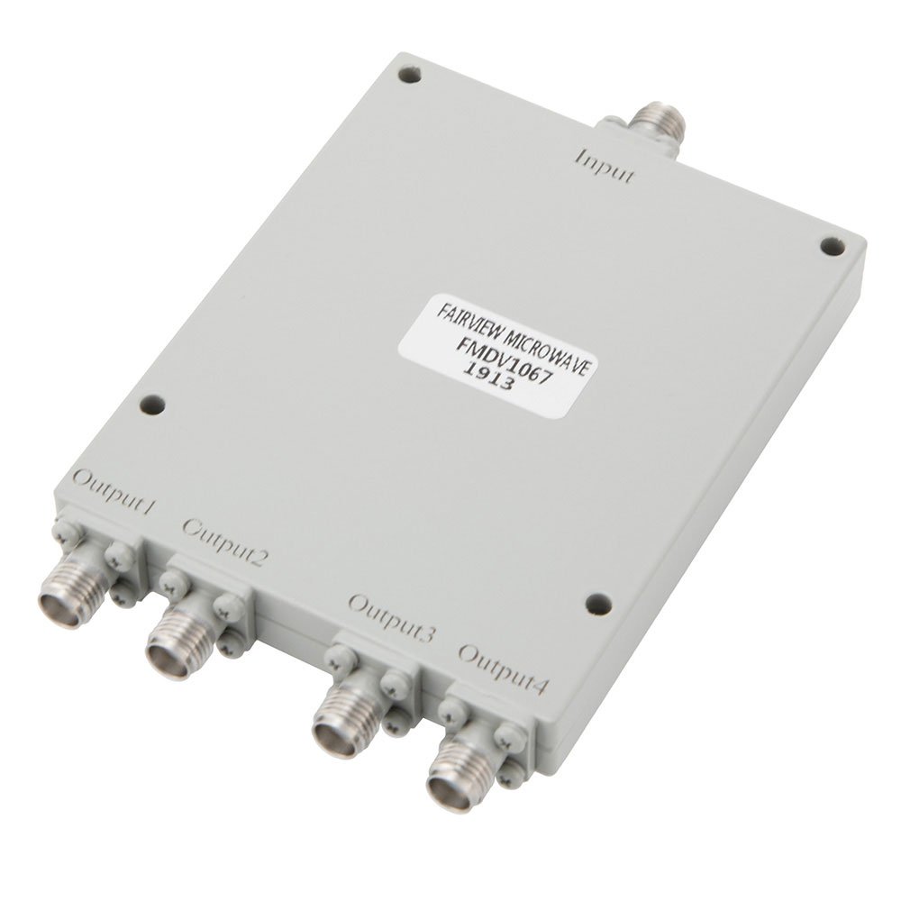4 Way Power Divider SMA Interface from 2 GHz to 26.5 GHz Rated at 20 Watts