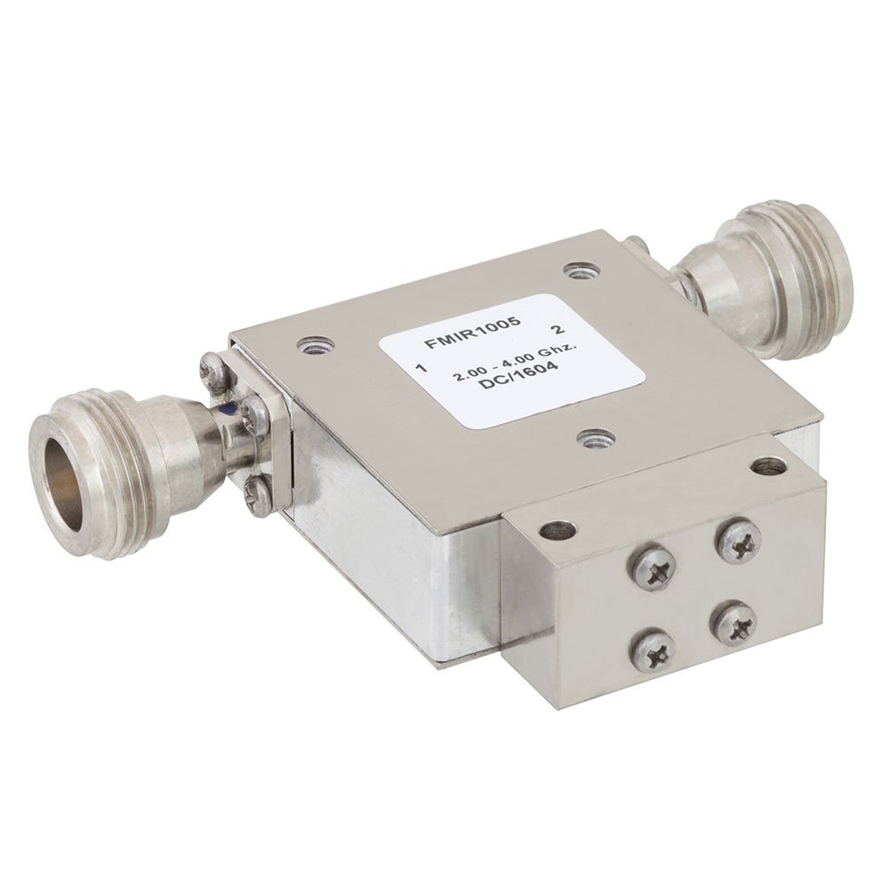 High Power Isolator With 20 dB Isolation From 2 GHz to 4 GHz, 50 Watts And N Female
