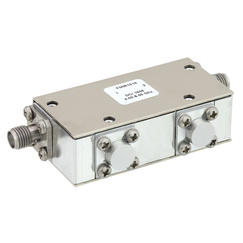 Dual Junction Isolator With 36 dB Isolation From 4 GHz to 8 GHz, 10 Watts And N Female