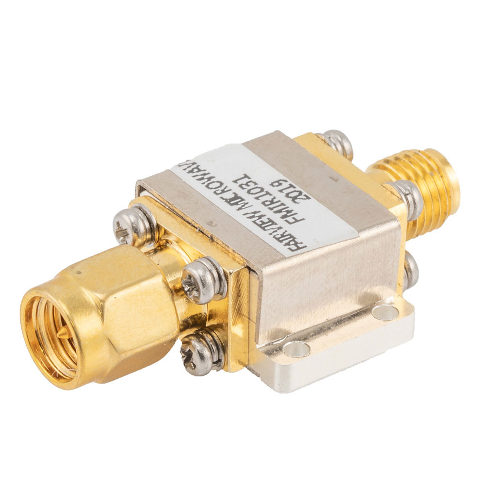 Isolator with 10 dB Isolation from 6 GHz to 18 GHz, 10 Watts and SMA Female to SMA Male