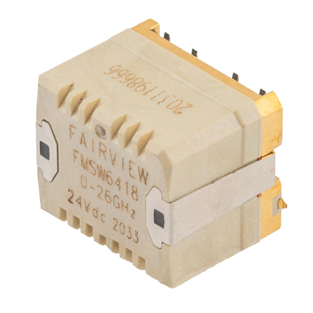 SPDT Latching DC to 26.5 GHz Electro-Mechanical Relay Switch, Hot Switching, up to 40W, 24V, 5M Lifecycles, SMT