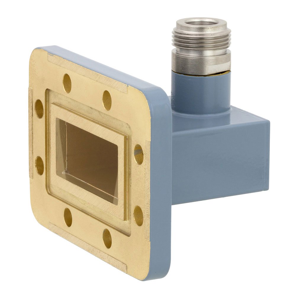WR-137 to N Female Waveguide to Coax Adapter CPR-137G Grooved Flange With 5.85 GHz to 8.2 GHz Frequency Range For C Band