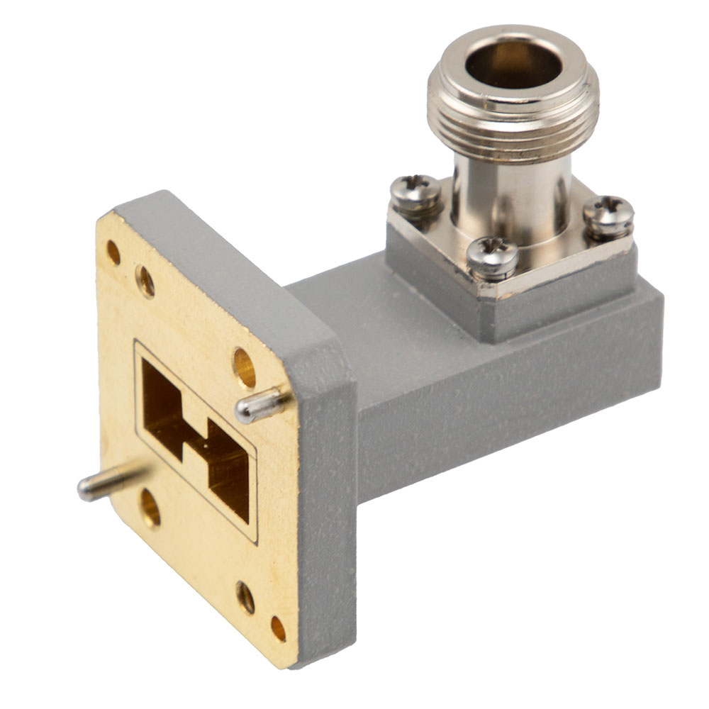 WRD-650 to Type N Female Waveguide to Coax Adapter UG Square Cover with 6.5 GHz to 18 GHz in Copper Alloy