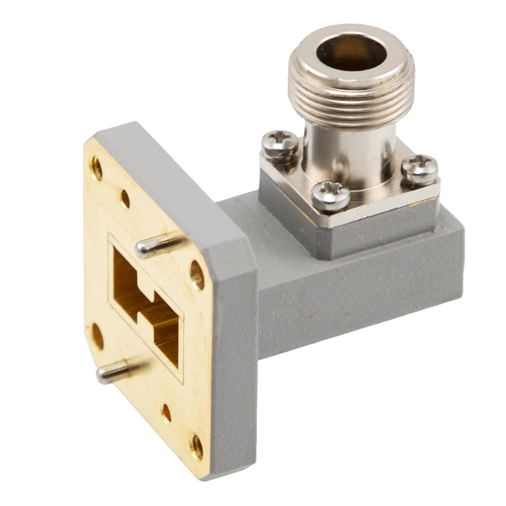 WRD-750 to Type N Female Waveguide to Coax Adapter UG Square Cover with 7.5 GHz to 18 GHz in Copper Alloy