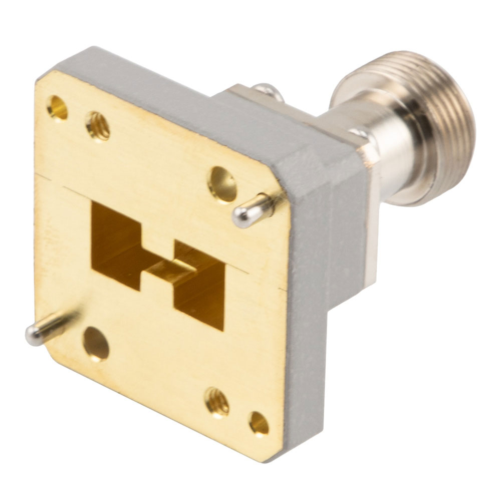 WRD-650 to Type N Female Waveguide to Coax Adapter UG Square Cover with 6.5 GHz to 18 GHz in Copper Alloy
