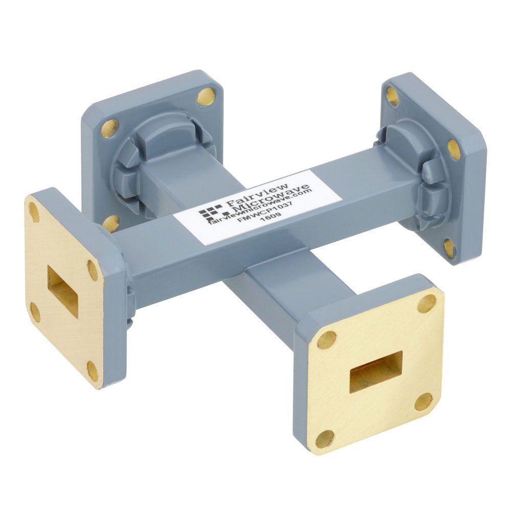 40 dB WR-34 Waveguide Crossguide Coupler with UG-1530/U Square Cover Flange from 22 GHz to 33 GHz in Copper Alloy