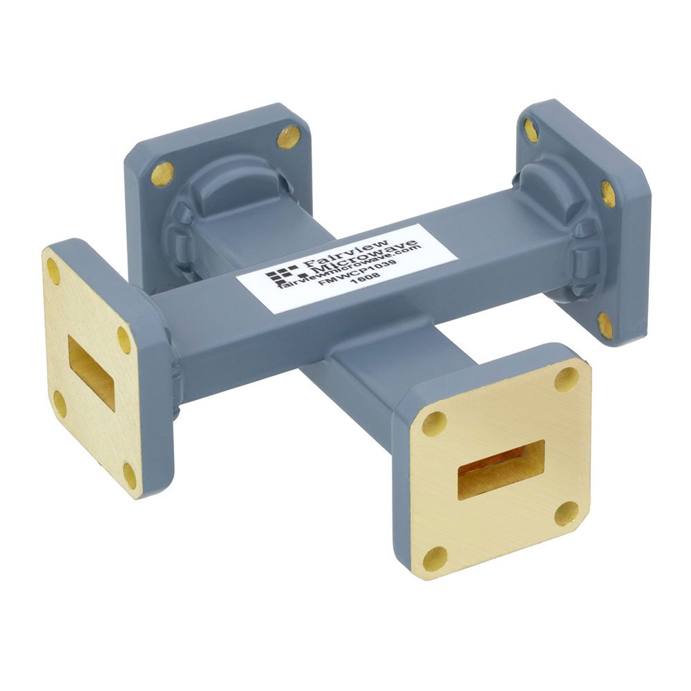 20 dB WR-42 Waveguide Crossguide Coupler with UG-595/U Square Cover Flange from 18 GHz to 26.5 GHz in Copper Alloy