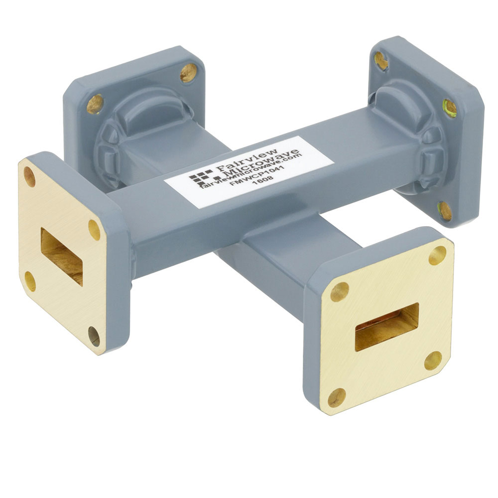 40 dB WR-42 Waveguide Crossguide Coupler with UG-595/U Square Cover Flange from 18 GHz to 26.5 GHz in Copper Alloy