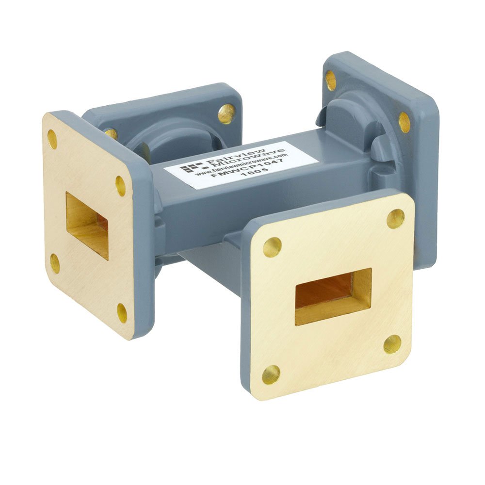 20 dB WR-62 Waveguide Crossguide Coupler with UG-419/U Square Cover Flange from 12.4 GHz to 18 GHz in Copper Alloy