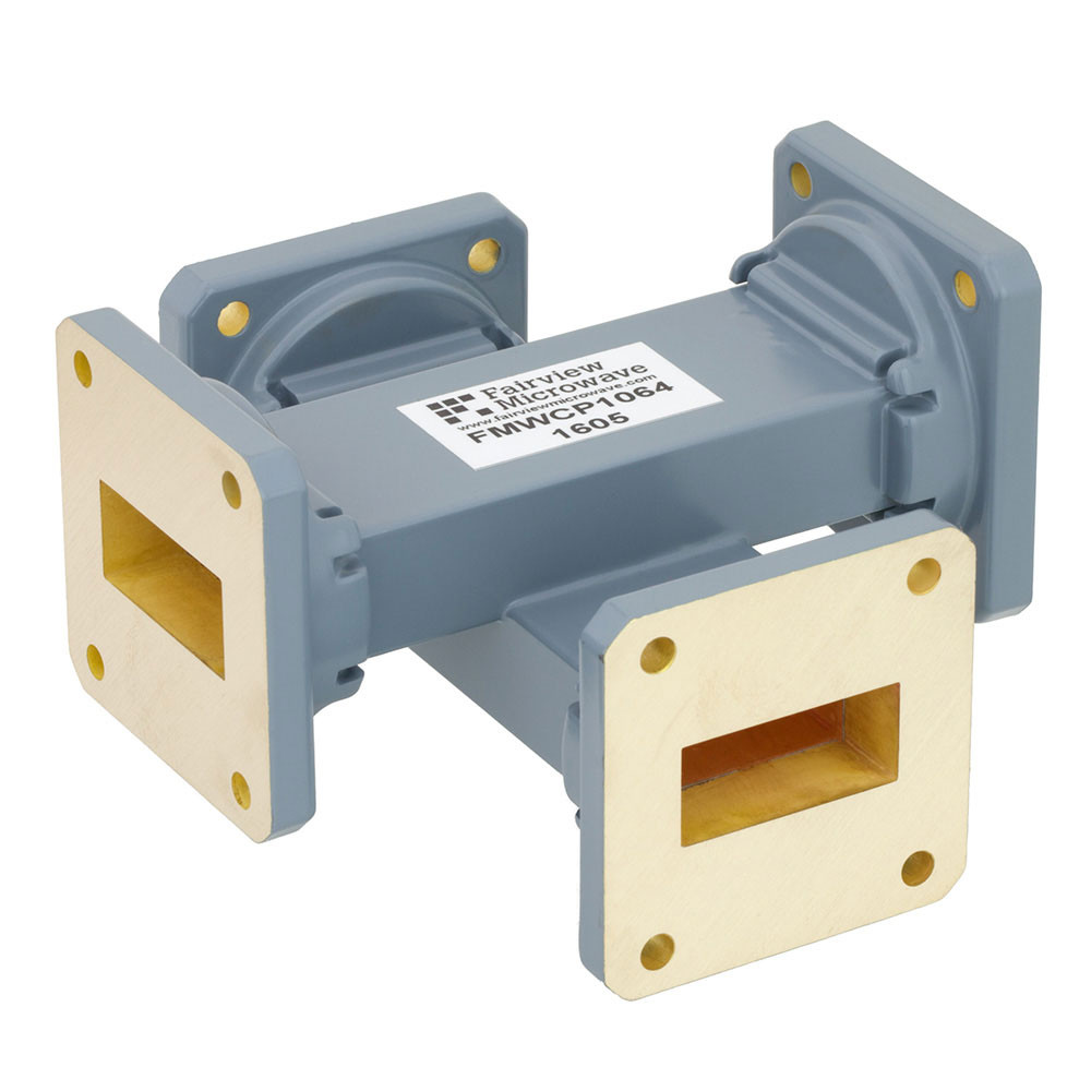 30 dB WR-112 Waveguide Crossguide Coupler with UG-51/U Square Cover Flange from 7.05 GHz to 10 GHz in Copper Alloy