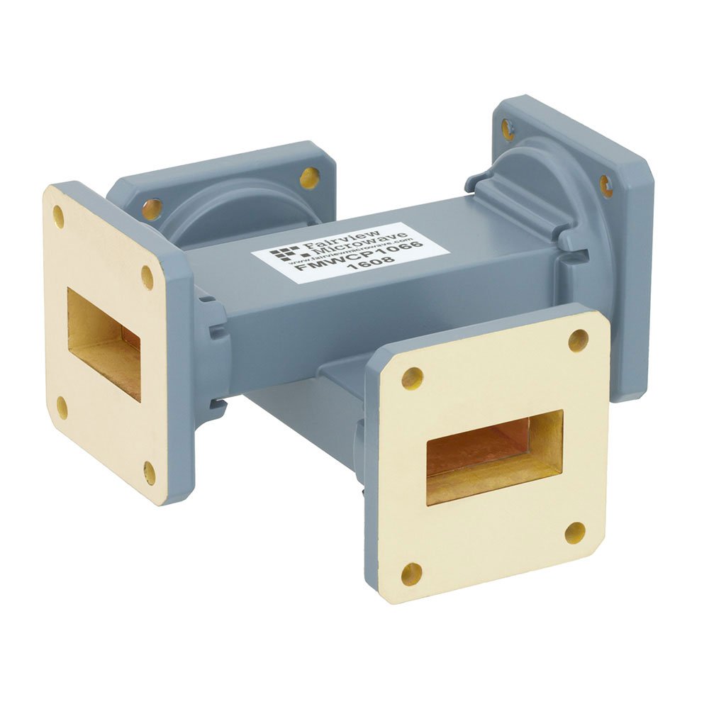 50 dB WR-112 Waveguide Crossguide Coupler with UG-51/U Square Cover Flange from 7.05 GHz to 10 GHz in Copper Alloy