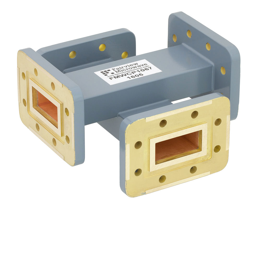 20 dB WR-112 Waveguide Crossguide Coupler with CPR-112G Flange from 7.05 GHz to 10 GHz in Copper Alloy